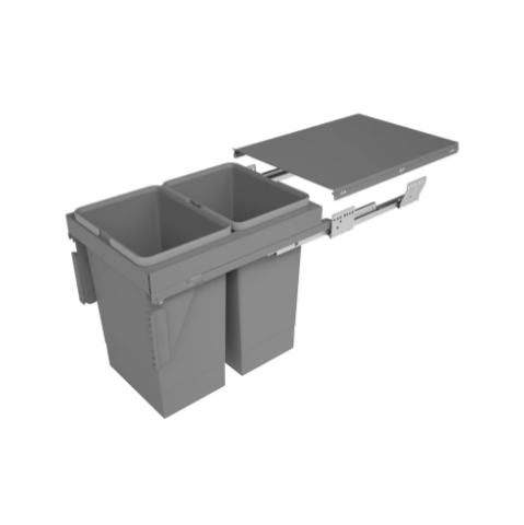 Integra 400mm Under Cabinet Pull-Out S/C Waste Bin 64L (2 x 32L)