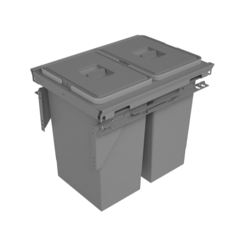 Ergowaste 500mm Drawer Mounted S/C Waste Bin 64L (2 x 32L)