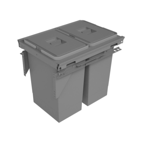 Ergowaste 450mm Drawer Mounted S/C Waste Bin 64L (2 x 32L)