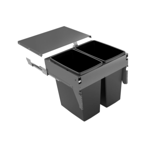 Integra 600mm Under Cabinet Pull-Out S/C Waste Bin 80L (2 x 40L)