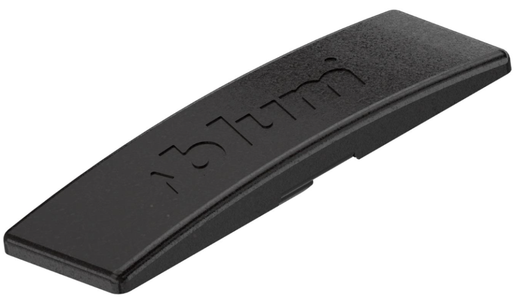 Blum curved 'Blum' cover cap in Onyx Black