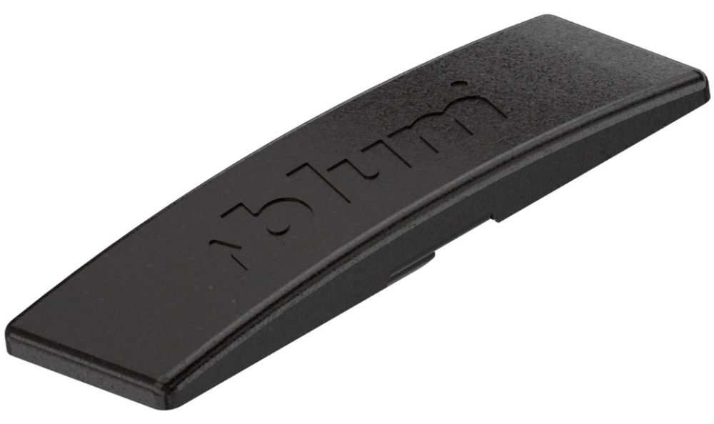 Blum curved 'Blum' cover cap in Onyx Black